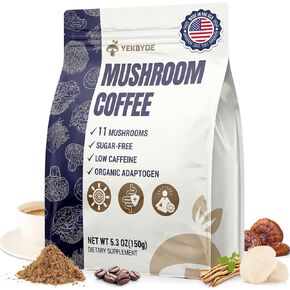 القهوة الفطر ، 11 فطر Superfood تشمل Lion's Mane و Reishi و Chaga & Ashwagandha و Mushroom Coffee Organic من أجل الطاقة والذاكرة والذاكرة ، خالية من السكر ، 5.3 أوقية in Kuwait