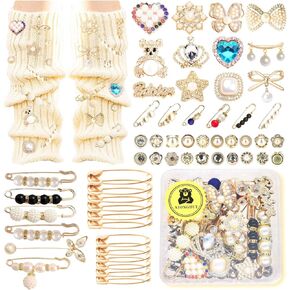Xionghui 55pcs سحر الجوارب - دبوس السلامة دبوسات للأحذية والمجلة غير المرغوب فيها ، صنع المجوهرات DIY ، دبابيس زخرفية للنساء