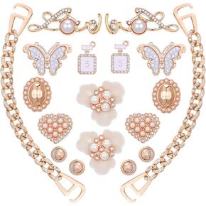 Bling Shoe Charms 18 PCS Butterfly Flower Clog Shoes Decoration Crystal Rhinestone Shoes Charms Bling Pling Diy Decor Decore Associory Pins for Women Party Fivors Hight
