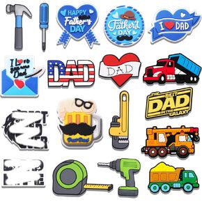 Dad Shoe Charms for Theme, Daddy Decorations for Clogs and Sandals, PVC Material, Father's Day Party Favor Gifts Accessories for Teens, Girls, and Adults