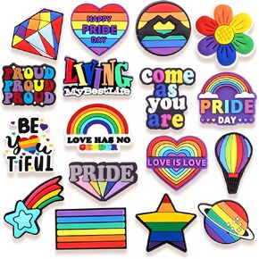 Pride Shoe Charms, Rainbow Charms for Shoes, Wristbands, Sandals, Bracelets and Bags, Gifts for Birthday, Holidays and Special Occasions