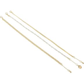 Steve Madden Women's Pearl & Chain Mixed Anklet Set