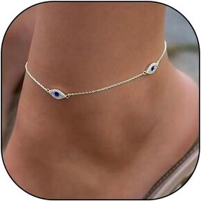 Anklets for Women 14K Real Gold Silver Plated Ankle Bracelets Trendy Waterproof Boho Anklets Set Adjustable Dainty Cute Diamond Beaded Heart Non Tarnish Summer Beach Jewelry Gift