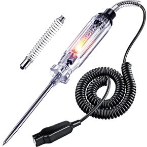 JASTIND Automotive Circuit Tester, Premium 6-24V Test Light with 135 Inches Extended Spring Wire & Stainless Probe, Heavy Duty Circuit Voltage Tester with Replacement Indicator Light for Car/Vehicles