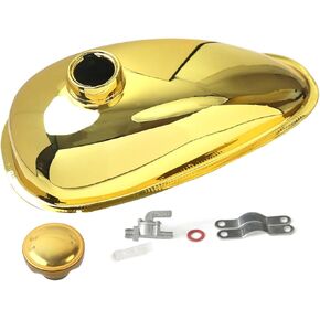 sthus Upgraded 2l 0.53 Gallon Bright Coating Fuel Tank Internal Threaded With Cap Petcock For 80cc 66cc 49cc Engine Motorized Bicycle (Gold)