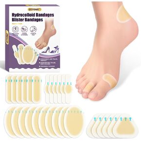 Gel Blister Bandages Hydrocolloid Bandages for Walking, Shopping & Travel - 28ct Blister Cushions for Toe & Heel Protection - Heel Pads Blister Pads for Prevention & Recovery (Variety Pack)