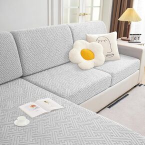 Stretchy Sectional Sofa Cover, Soft & Wear Resistant Couch Cover with Elastic Bottom, Furniture Protector for Pets, Washable Sofa Slipcovers for Sectional Couches