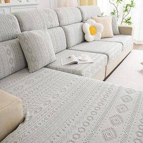 Sectional Couch Covers, Bohemian Universal Fashion Sofa Slipcovers, Wear-Resistant, Washable Stretch Replacement Furniture Covers for Pets (Small Backrest or Armchair,Gray)