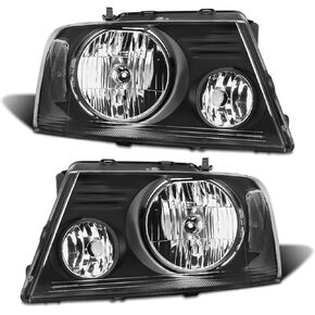 for 2004 2005 2006 2007 2008 F150 Headlight Assembly Compatible with 2004-2008 Ford F150 Pickup/ 2006-2008 Lincoln Mark LT Clear Lens Chrome Housing Amber Reflector Headlamp Replacement