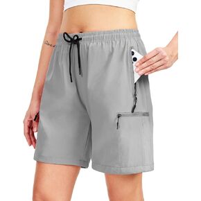 Women's Lightweight Hiking Cargo Shorts Quick Dry Athletic Shorts for Camping Travel Golf with Zipper Pockets