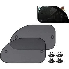 2 PCS Side Window Sun Shade, Keep Car Cool Heat Insulation Blackout Curtains, Foldable Storage Adsorption Mounted Sun-Proof Covers, Universal Summer Accessories for Cars (Black)