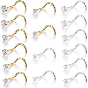 16 pcs twist switcle spant buds surgical stail steel mix mix diamond diamond silver gold pin s scroucing jewelry for النساء الرجال