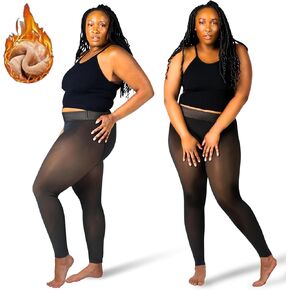 Footless Fleece Lined Tights for Brown Women - Thermal Tights with Fleece Lining (Large)