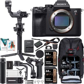 Sony a7R IV Full Frame Mirrorless Camera Body ILCE-7RM4A/B Filmmaker's Bundle Including DJI RS 3 Mini Gimbal Stabilizer Kit + Deco Gear Photography Backpack + 64GB High Speed Card & Software