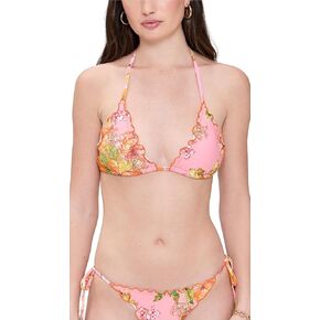 PQ Swim Women's Embroidered Lettuce Edge Triangle Bikini Top
