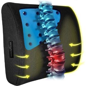 Goodyear, GY1003 Lumbar Support Pillow 100% Pure Memory Foam Helps Relieve Lower Back Pain Breathable Mesh