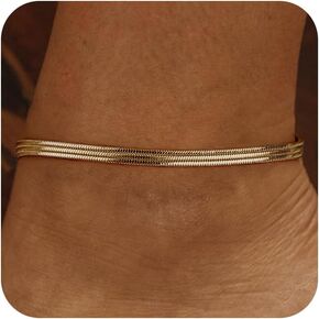 أساور جينير الذهب في الكاحل للنساء ， سلسلة مقاومة للماء مقاومة للماء الذهب 14K. in Kuwait