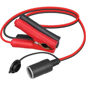 12 V/24 V Car Cigarette Lighter Socket Adapter Dustproof Waterproof Car Battery Clamp Alligator Clip Socket Adapter 1.65ft 14AWG Cable 20A