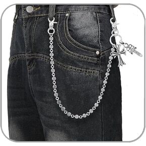 Punk Wallet Chain with Cross & Sword Pendant,Hip Hop Jeans Key Chain for Men & Women