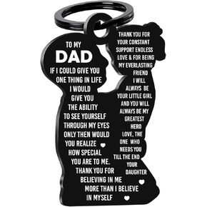 Keychain Gift for Dad on Fathers Day from Daughter, Girl Dad Gifts Idea for Birthday, First Fathers Day, Christmas, Valentines, for Bonus Step New Daddy Who Wants Nothing