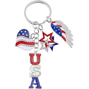 American Flag Keychain Souvenir Gifts - Patriotic USA Gift for 4th of July, Military Veterans Day Party Favors Accessories