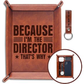 INNObeta Director Gifts Valet Tray, Desktop Storage Organizer PU Leather Bedside Tray Key Coin Holder for Director, Perfect for Birthday, Christmas