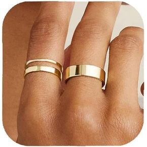 iF YOU Gold Rings for Women Non Tarnish - Dainty 14K Gold Plated Stackable Cubic Zirconia Knuckle Ring Set, Statement Promise Wedding Bands Engagement Rings Size 6 7 8 9 10