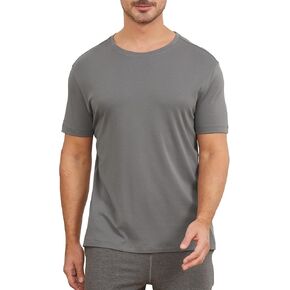 netdraw Men's Heavyweight Interlock Bamboo Viscose T-Shirt Buttery Soft Casual Basic Short Sleeve Dressy Cotton Shirt