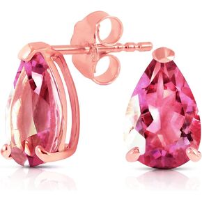3.15 Carat 14k Solid Rose Gold Pear-shaped Pink Topaz Stud Earrings