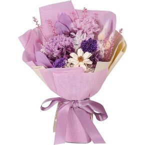 Preserved Flowers Bouquet, Long-Lasting Eternal Real Carnations Floral Arrangement for Home Decor, Weddings, Anniversaries, Mothers Day- Maintains Freshness for Years, Pink