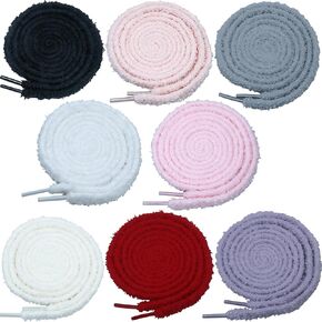 8 Pairs Puffy ShoeLaces Flat Fuzzy Shoe Laces For Sneakers Shoe Decoration