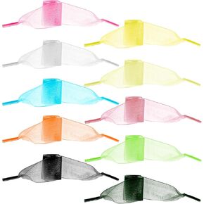 10 Pairs Lace Shoelaces, Snow Yarn Ribbon Shoes Laces Organza Shoes Lace Women Soft Silk Satin Shoelaces Ribbon Laces Colorful Shoe Ties