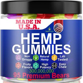 Hemp Gummies for Sleep Support Gummy Bear Edibles, Peace and Relaxation-Made in USA