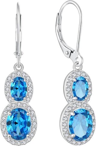 925 Sterling Silver 5A Zirconia Zirconia birthstone Infinity Dangle Drop أقراط Leverback للنساء للنساء الهدايا عيد ميلاد عيد الميلاد لها in Kuwait