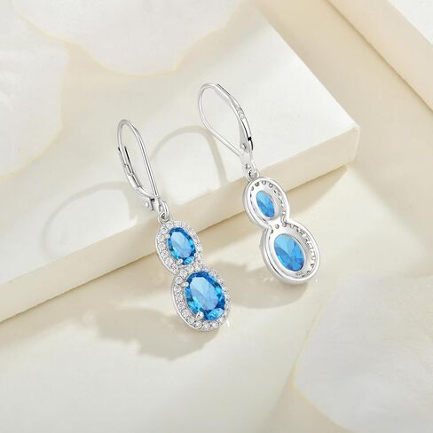 925 Sterling Silver 5A Zirconia Zirconia birthstone Infinity Dangle Drop أقراط Leverback للنساء للنساء الهدايا عيد ميلاد عيد الميلاد لها in Kuwait