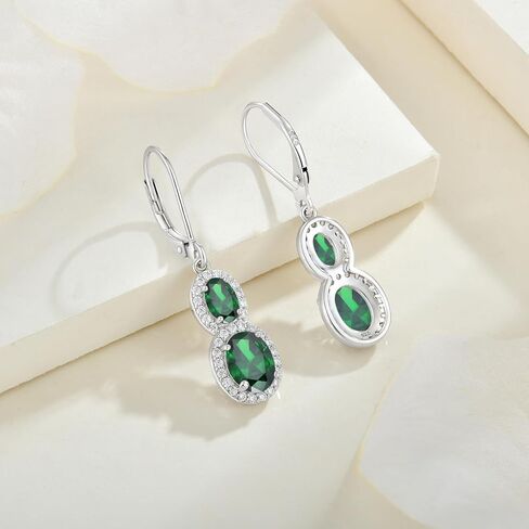 925 Sterling Silver 5A Zirconia Zirconia birthstone Infinity Dangle Drop أقراط Leverback للنساء للنساء الهدايا عيد ميلاد عيد الميلاد لها in Kuwait