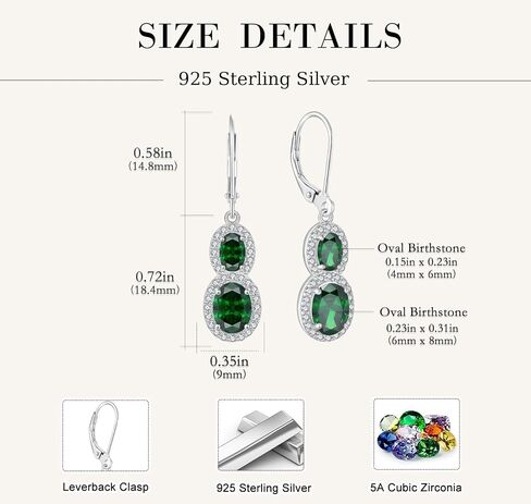 925 Sterling Silver 5A Zirconia Zirconia birthstone Infinity Dangle Drop أقراط Leverback للنساء للنساء الهدايا عيد ميلاد عيد الميلاد لها in Kuwait