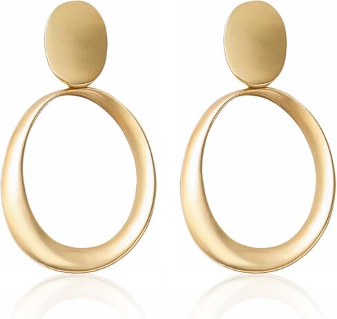 Trendy Gold Silver Geometric Dangle Earrings Geometric Statement Earrings for Women Modern Simply Alloy Drop Earrings Lightweight Jewelry in Kuwait
