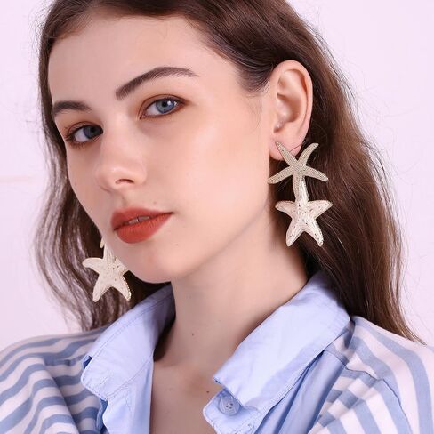 Raffia Starfish Earrings, Raffia Straw Wrapped Starfish Drop Dangle Earrings Summer Tropical Beach Jewelry in Saudi Arabia
