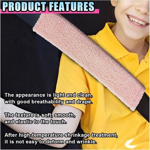 2PCS Fluffy Lamb Wool Car Seat Belt Pad, Soft & Comfortable Shoulder Pad Neck Cushion Protector for Adult Youth Kid, Fuzzy Car Seatbelt Cover for Car, Truck, SUV, RV (Pink) in Saudi Arabia