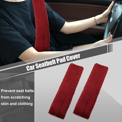 X AUTOHAUX 2 Pcs Plush Car Seat Belt Protector Pads Shoulder Strap Seatbelt Soft Comfort Cover Universal Pink in Saudi Arabia