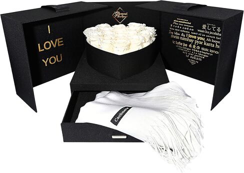 Open Heart Love Box مع 16 الورود المحفوظة - زهرة ساحرة ، هدايا لها ، أمي ، وابنتها ، 9.45 "× 9.45" × 8.6 "(أحمر) in Kuwait