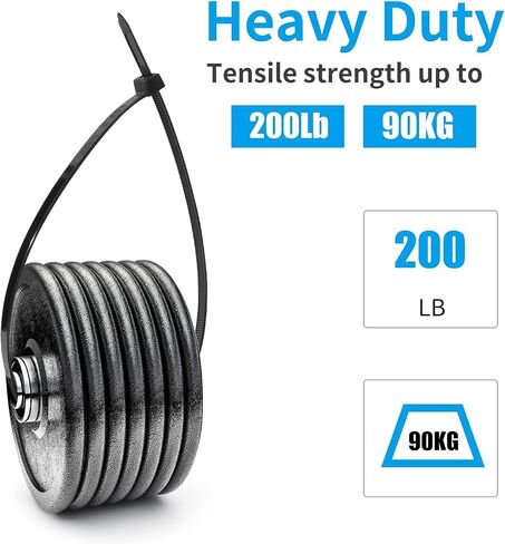 XINGO 24 inch Black Long Zip Ties Heavy Duty 100 PCS, 200LBS Ultra Strong Plastic Wire Ties, Large Cable Ties Extra Long Tie Wraps, Indoor and Outdoor UV Resistant in Kuwait
