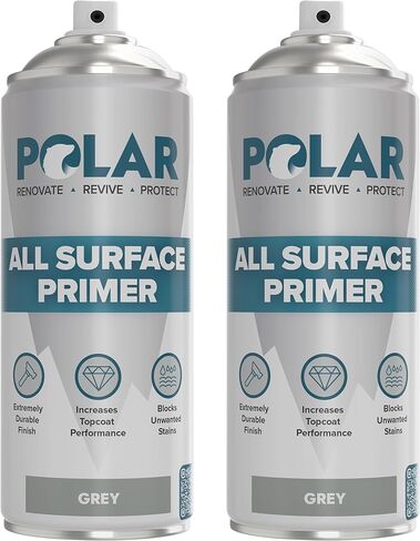 Polar All Surface Primer Matte White - 2 x 13.5 Fl Oz - Ideal for Wood, Metal, Plastic, Brick - Enhanced Adhesion & Quick Drying in Kuwait