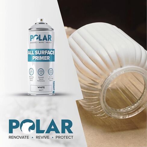 Polar All Surface Primer Matte White - 2 x 13.5 Fl Oz - Ideal for Wood, Metal, Plastic, Brick - Enhanced Adhesion & Quick Drying in Kuwait