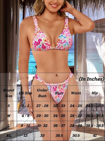 Floral Bikini Sets for Women,High Cut Low Rise Sexy Thong Swimsuit,Two Piece Boho Bikinis Beach Resort Hawaii in Kuwait