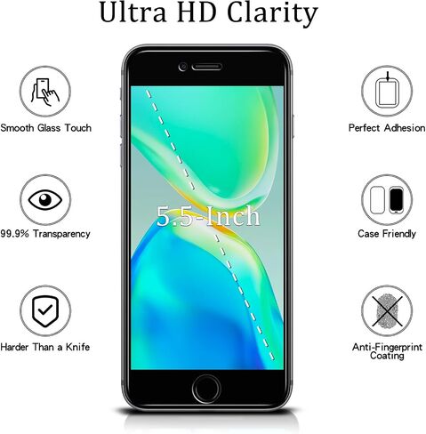 MAYtobe [عبوتان] زجاج مقوى لهاتف iPhone 8 Plus، 7 Plus، 6S Plus، 6 Plus واقي شاشة، خالٍ من الفقاعات، سهل التركيب in Kuwait