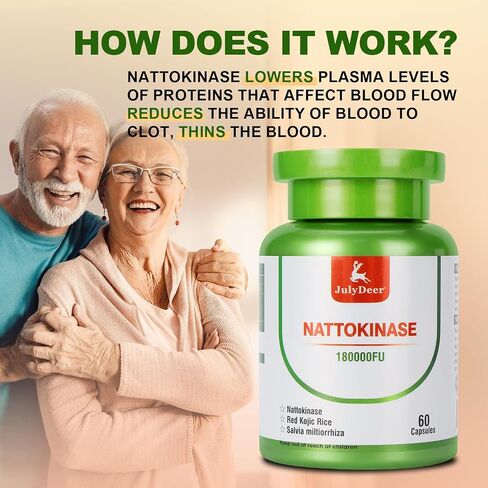 Nattokinase 6000 FU لكل وجبة من الإنزيم ، زجاجة كاملة 180،000 فو ، مع الأرز الكوجيك الأحمر ، خلاصة سالفيا miltiorrhiza - 120 كبسولات نباتية من ناتوكيناز 150 ملغ - خالية من الغلوتين ، غير المعدلة وراثيا in Kuwait