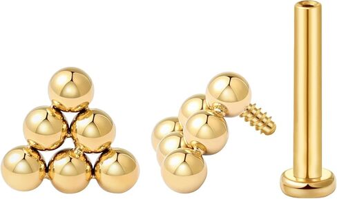 FANSING Beaded Triangle Flat Back Earring for Helix Cartilage Conch Tragus Internally Threaded Labret Stud in Saudi Arabia