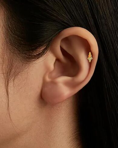 Colorful Opal Tragus Jewelry 16G Vintage Helix Cartilage Earrings Stud Internally Thread Labret Stud Surgical Steel in Saudi Arabia